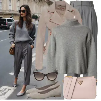 Outfit mit Beige/Braun Spitze Ballerina/Flacher Schuh/Pump Niedriger Absatz/Vintage Ballerina/Sneaker Ballerina Tamaris "Outfit für den Frühling"