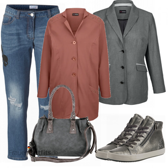 Outfit mit Grau Sneaker Geox "MM Sweatblazer"