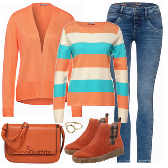 Outfit mit Rot Stiefel Rieker "Lässiger Freizeit Look"
