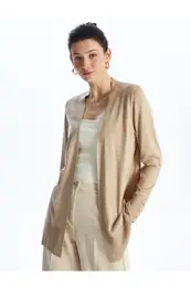 Shawl Collar Plain Long Sleeve Women's Knitwear Cardigan