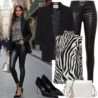 Schicke Outfits Sommer mit Schwarz Bequemer Pump/Pump Niedriger Absatz/Hochfrontpump/High Heel Pumps/Business-Schuh/Vintage Pumpe Gabor, Weiß Kleine Tasche/Schulranzen/Brieftasche/Schultertasche/Umhängetasche/Handytasche/Schultertasche/Tasche Für Hochzeit/Baguette-Tasche Furla, Schwarz Leggings Lederoptik/Lederimitathose/Lederlegging/Lederhose/Lack Legging/Skinny Hose/Jeggings JACQUELINE De YONG, Schwarz/Beige Lederjacke für Männer/Blazerjacke/Blusenblazer/Longblazer/Boyfriend Blazer/Oversize Blazer Pieces, Weiß/Schwarz/Braun Ärmellose Bluse/Bluse mit Stehkragen/Bluse mit Trichterkragen/Gemusterte Bluse/Bluse Oberteil/Druckbluse/Verspielte Bluse Default "Perfektes Bauro Outfit"