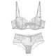 ZUKULIFE Nature Damen Dünn Transparenten Spitzen BH Set - (Weiß 85B)