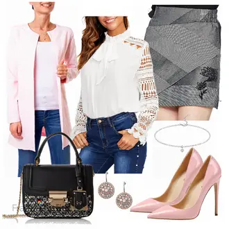 Elegante Outfits Satin mit Rosa Easy Young Fashion "Elegantes Business Outfit"