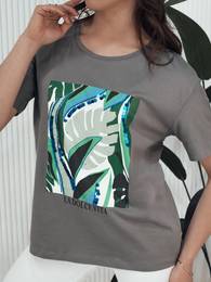 T-shirt damski z nadrukiem MUYUMBA grafitowy