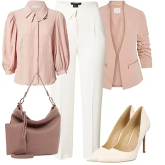 Outfit mit Weiß/Beige/Creme/Khaki Gerade Hose/Hose mit Schlitz/Musselin Hose/High Waist Hose/Anzughose/Bügelfaltenhose/Karottenhose/Caprihose/3/4 Hose Karen Millen "Business Look"