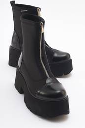 BRAY Black Patent Leather Scuba Thick Sole Women's Boots