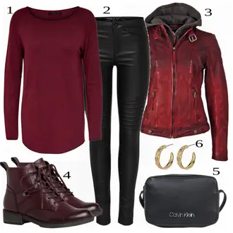 Outfit sa Crvena/Ljubičasta Pletenina Only "Proljetni Outfit"