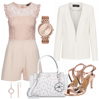 Party Outfits mit Gold Uhrwerkzeug/Armbanduhr/Uhren Geschenkset/Kettenuhr MICHAEL Michael Kors "PinkJumpsuit"