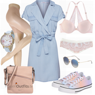 Outfit mit Hellblau/Blau Kleid Große Größe/Tunika Noisy may "Toller Look für den Frühling"