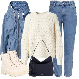 Lack Outfit mit Creme/Beige/Khaki/Weiß SchnürStiefelette/Klassischer Stiefel/SpringerStiefel/Flache Stiefelette/Winter Sneaker About You "Schönes Freizeit Outfit"Look: Uni, Outdoor, Techno, Unisex, Trendige, Sportlich, Lack, Casual, Löwe, Schick, Esthetische, Streetwear