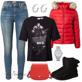 Outfit mit Schwarz Stiefel UGG "Cooles Freizeitoutfit"