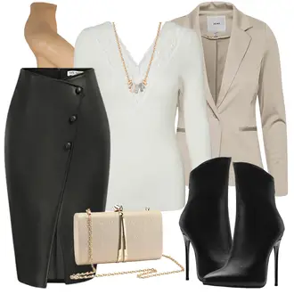 Elegante Outfits Sportlich Sommer mit Beige/Khaki/Braun Blusenblazer/Boyfriend Blazer/Blazerjacke/Eleganter Blazer/Lässiger Blazer/Lederjacke für Männer/Baumwoll ­Blazer/Lederjacke Ichi "Elegantes Winter Outfit"Look: Schick, Sportlich, Empire, Büro, Classic, Elegant, Edel