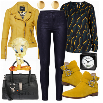 Outfit mit Gelb Mantel/Bikerjacke/Lederjacke/Motorradjacke/KunstLederjacke/Vintage Lederjacke/Jacke mit Seitlichem Reißverschluss Maze "MAZE Lederjacke"