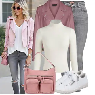 Frühlings Outfits Edel mit Rosa/Lila Schultertasche/Notebook Tasche/Umhängetasche/Laptoptasche/Schulranzen/Macbook Tasche/Wickeltasche/Reisetasche/Tragetasche Fredsbruder "Stylische Kombination für den Frühling"Look: Classic, Schick, Vintage, Glamourös, Feine, Moderne, Edel, Boho, Ausgefallene, Casual, Oversize, Elegant