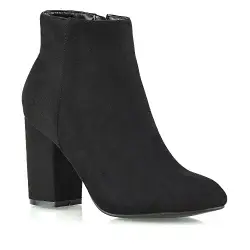 ESSEX GLAM Damen Beiläufig Schwarz Wildlederimitat Chelsea-Stiefel Frau Reißverschluss Block Heel Abend Party Stiefeletten EU 36