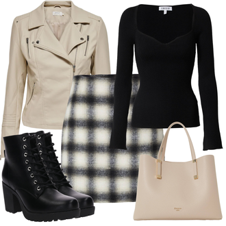 Vintage Outfits 70er mit Grau/Braun/Gelb Minirock/60er Jahre Rock/70er Minirock/Hahnentritt Rock/Karierter Rock/Tweed Rock/Winterröcke/Woll Rock Edited "Toller Look für die Freizeit"Look: 70er, Overdressed, Nahtlos