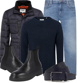 Winter Outfits 80er mit Dunkelblau/Blau/Hellblau Ledergürtel/Klassische Gürtel/Frauengürtel Ohne Schnalle/Casual Gürtel Vanzetti "Winterlicher Look"Look: Retro, 80er, Classic, Unisex, Coole, Premium, Business, Büro, Old Money, Nahtlos
