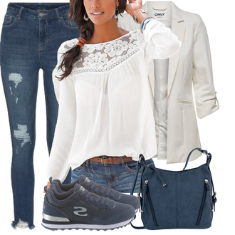 Outfit mit Khaki/Beige/Grau/Weiß/Hellgrün Baumwoll ­Blazer/Lederjacke für Männer/Eleganter Blazer/Lässiger Blazer/Lederjacke/Longblazer/Blusenblazer/Boyfriend Blazer Only "Perfekt für die Freizeit"