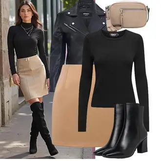 Classic Outfit mit Schwarz/Dunkelblau Vintage Lederjacke/Motorradjacke/KunstLederjacke/Bikerjacke Infinity Leather "Cool für die Freizeit"Look: Classic, Rad, Metal, Egirl, Rock N Roll, Sportlich, Trendige, 80er