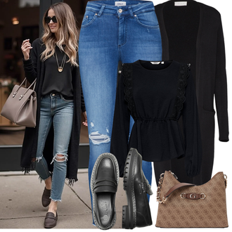 Outfit mit Schwarz Bluse Große Größe/Bluse und Tunika/Strick Große/Shirt & Top Große Größe/Blusenoberteil/Casual Top/Spitzenshirt/Spitzentop/Partytop/Hemdoberteil Only "Frühling outfit"