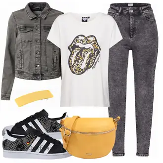 Outfit mit Grau/Dunkelgrau/Hellgrau/Braun Mantel/Jeansjacke/Kurze Jeansjacke/Vintage Jacke/Cordjacke Only "Stylische Kombination für den Frühling"