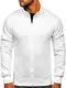 BOLF Herren Sweatshirt ohne Kapuze Reißverschluss Pullover Sweater Pulli Langarmshirt Stehkragen Farbvarianten Longsleeve Classic Fitness Basic Sport J.Style B2002 Weiß XL (1A1)