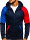 BOLF Herren Kapuzenpullover mit Reißverschluss Basic Street Style J.Style 88013 Dunkelblau L [1A1]