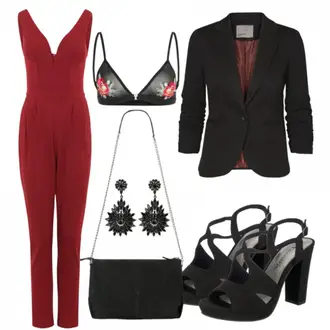 Outfit mit Rot Jumpsuit Wal g. "Eyecatcher"