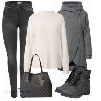 Winter Outfits met blauw Schoudertas Guess "Mooie Winter Look"