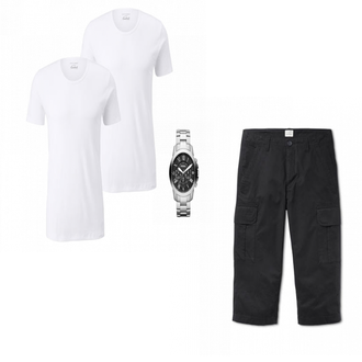 Outfit mit Weiß Hemdchen Tchibo "Cargo Bermuda"