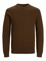 JACK & JONES Pullover braun / blau / weiß