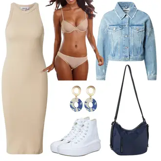 Hochzeit Outfit mit Weiß/Creme Plateau-Sneaker/Canvas-Sneaker/Sneaker Mit Seitlichem Reißverschluss Converse "Cooler Alltagslook"Look: Konzert, Schule, Hochzeit
