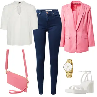 Jeans Outfits mit Rosa Anzug LongBlazer/Blazerjacke/Boyfriend Blazer/Lederjacke/Baumwoll ­Blazer/Eleganter Blazer/Oversize Blazer/KurzBlazer/Lederjacke für Männer Nasty Gal "Pinker Freizeitlook"