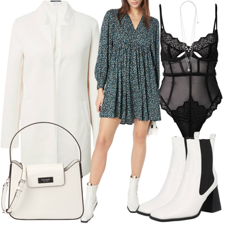 Winter Outfits Leichte 3/4-lang mit Weiß/Silber/Grau Feine Kette/Collier/Reich verzierte Halskette Pilgrim "Modisches Winter Outfit"