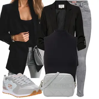 Basic Outfit sa Crna Kargo Blejzer/Oversize Sako/Kožna Jakna za Muškarce/Kratki Sako/Dugi Sako/Sako od smokinga/Sako Jakna/Boyfriend Sako/Casual Sako/Sakoi za Bluzu/Kožna jakna za muškarce Only "Moderna kombinacija za slobodno vrijeme"