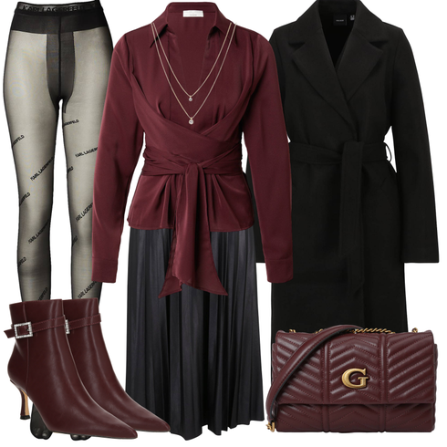 Comment poter Doré/Rose Bijou Collier Richement Orné/Chaîne Fine/Collier Pilgrim avec Noir/Gris/Gris foncé Jupe longue/Jupe Moderne/Jupe mi-longue/Jupe Longue/Jupe Mi-mollet/Jupe Chrétienne/Jupe Plissée/Jupe de Bureau de Mariage Civil/Robe Grande Taille/Pantalon Grande Taille Vila
