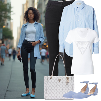 Outfit sa Crna Skinny Hlače/Jeggings/Push-up Hlača/Treggings/Traper Tajice/Rastezljiva Hlača Pulz Jeans "Outfit za proljeće"