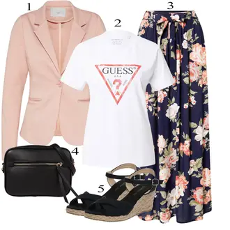 Djeveruša Outfit sa Tamnoplava/Plava/Pink Kratke hlače velike veličine/Haljina Veći Broj/Hlača Velika Veličina About You "Outfit za ljeto"