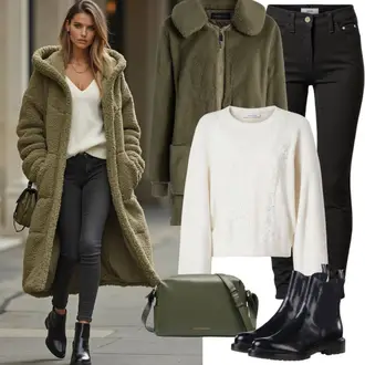 Jeans Outfit mit Schwarz Chelsea Boot/Lederjacke Tamaris "Modisches Frühling Outfit"