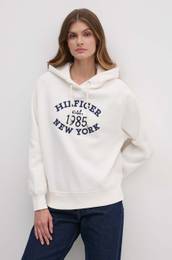 Pulover enski, be barva, s kapuco, WW0WW42098