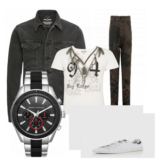 Outfit mit Weiß/Blau Uhr Armani Exchange "ARMANI"