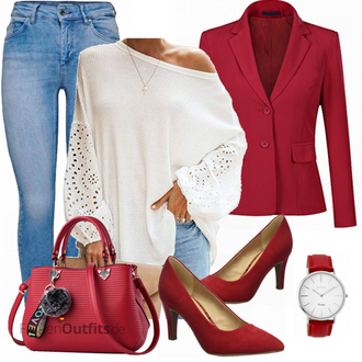 Outfit mit Rot/Dunkelrot/Rosa Blusenblazer/Kurzblazer/Baumwoll ­Blazer/Lässiger Blazer/Lederjacke/Lederjacke für Männer/Strick­blazer/Blazerjacke/Eleganter Blazer/Lederjacke YYNUDA "Eleganter Look"