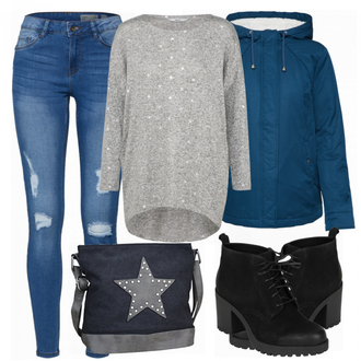 Outfit mit Blau Stiefel Vagabond Shoemakers "star"