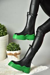 N280420009 Women's Black/Dark Green Thick Soled Boots