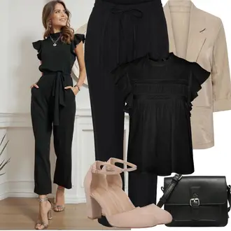 Basic Outfit sa Crna/Smeđa Torba preko ramena/Poslovna Torba/Ured Za Torbu/Torbica/Muška torba About You, Crna Tunika VERO MODA "Proljetni Outfit"