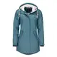 Dry Fashion Damen Regenmantel Malmö - Frauen Regenjacke Jacke mit Kapuze Lang Winddicht Wasserdicht Gefüttert mit Teddyfleece in Petrol Größe 36