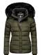 Navahoo Damen Winterjacke Steppjacke mit Kapuze Miamor Olive Gr. M