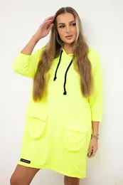 Yellow neon dress with hood