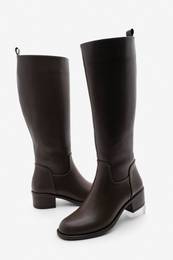Women's Side Zipper Heeled Boots Levarin Brown