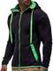 Leif Nelson Gym Herren Fitness Trainingsjacke Kapuze Slim Fit Männer Kapuzenjacke Trainingsshirt Bodybuilder Sportjacke Hoodie Bekleidung Training Bodybuilding 6220 Schwarz-GrŸn Large